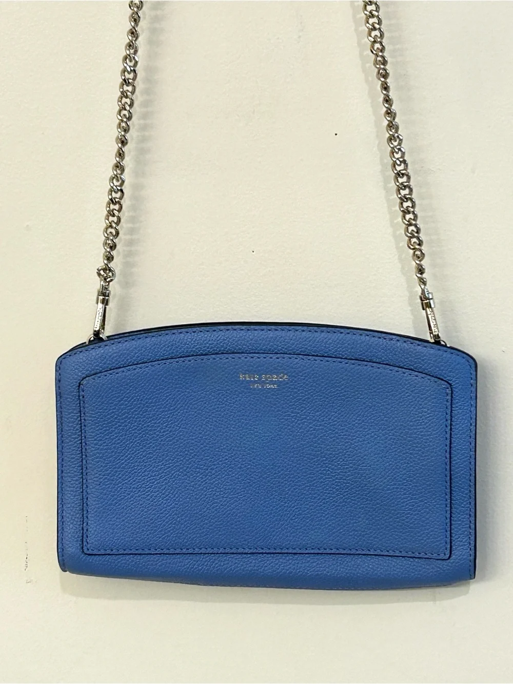 Kate Spade New York Margaux Crossbody in Blue Leather with Chain Strap